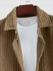 Men's Solid Color Corduroy Button Up Short Sleeves Shirt -  