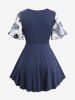 Plus Size Tie Dye Mesh Floral Flocking Tied Layered Ruched Bust Top -  