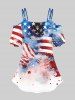 Plus Size Cold Shoulder Watercolor Ombre Patriotic American Flag Fireworks Print Cami T-shirt -  