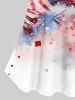 Plus Size Cold Shoulder Watercolor Ombre Patriotic American Flag Fireworks Print Cami T-shirt -  