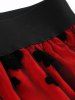 Jupe à Flocage en Maille Motif Feuilles et Fleurs Grande-Taille - Rouge 1XL