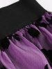 Plus Size Floral Leaf Flocking Mesh Skirt -  
