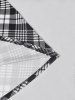 Two Tone Plaid Print Grommets Ruched Crisscross Vintage Dress -  