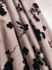 Flower Flocking Mesh Tie Ruched Tank Vintage Dress -  