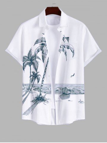 Coconut Tree Sea Boat Bird Print Hawaii Dog and Owner Matching Outfits