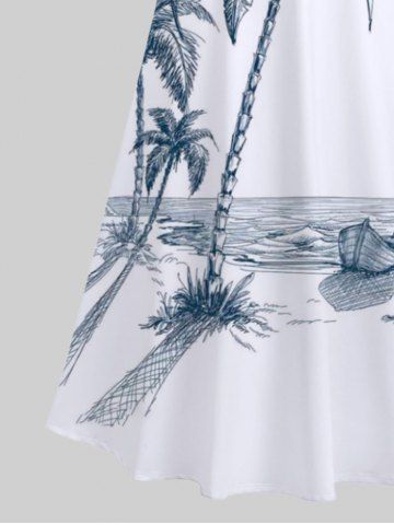 Coconut Tree Sea Boat Bird Print Hawaii Dog and Owner Matching Outfits