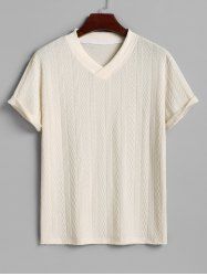 Men's Geometric Knit Jacquard Textured V-neck Short Sleeves T-shirt -  
