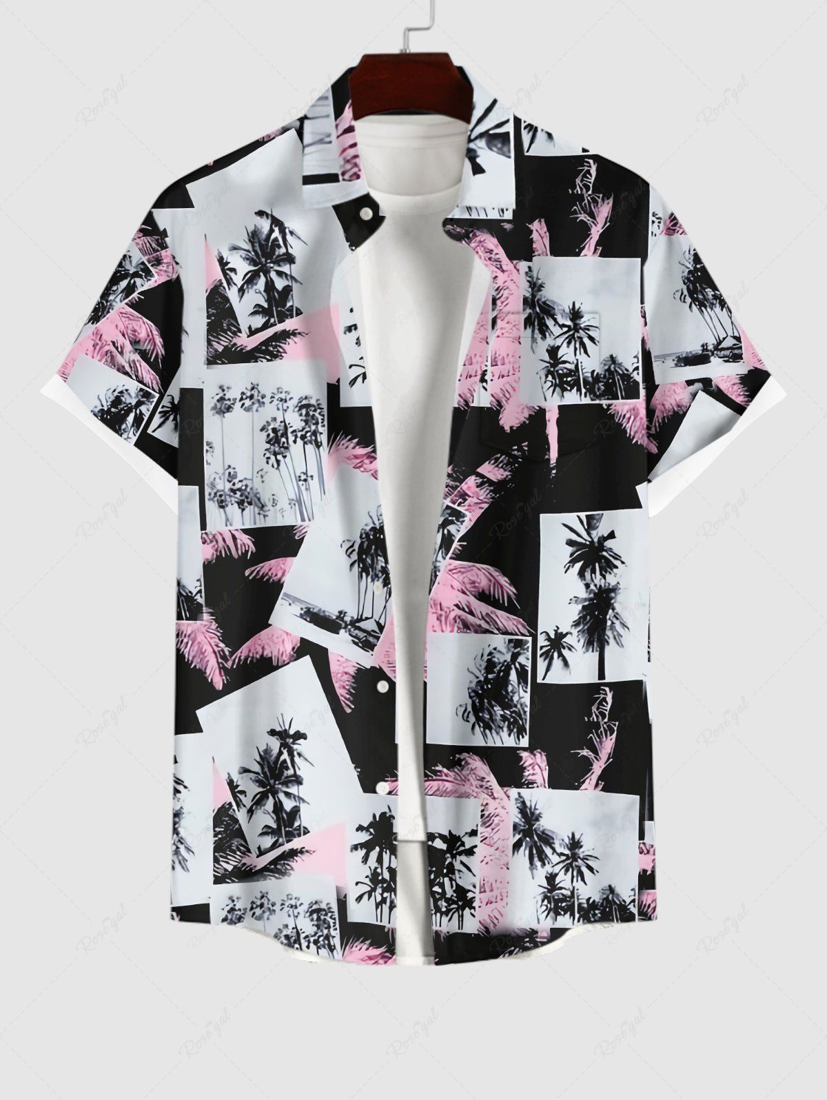 Shops Plus Size Tropical Coconut Tree Photos Print Hawaii Shirt For Men  