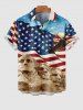 Patriotic American Flag Eagle Stone Statue Print Plus Size Matching Outfit For Couples -  