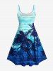 Coconut Tree Sea Waves Ombre Print Hawaii Dog and Owner Matching Outfits -  