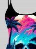 Haut de Tankini Ombré à Bretelle Réglable Crâne Arbre Noix de Coco Imprimés de Grande Taille (Débardeur) - Noir XS