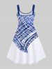 Plus Size Plaid Scarf Pattern Print Tank Dress -  