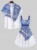 Plus Size Plaid Scarf Pattern Print Tank Dress -  