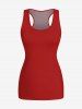 Racerback Tank Top and Rose Flower Paint Splatter Print Skew Neck T-shirt -  