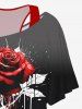 Racerback Tank Top and Rose Flower Paint Splatter Print Skew Neck T-shirt -  
