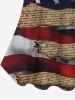 Plus Size Patriotic American Flag Broken Newspaper Print Cold Shoulder T-shirt - Multi-A 3X