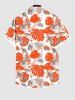 Plus Size Tropical Leaf Hibiscus Flowers Print Buttons Pocket Hawaii Shirt For Men -  