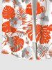 Plus Size Tropical Leaf Hibiscus Flowers Print Buttons Pocket Hawaii Shirt For Men -  