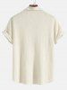 Men's Crinkle Textured Solid Color Button Up Short Sleeves Shirt -  