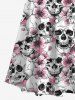 Plus Size Flowers Skulls Print Crisscross Cold Shoulder Hawaii Maxi Dress -  