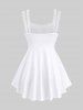 Plus Size Rose Flower Print Lace Trim Ruffles Surplice Buckle Tank Top -  