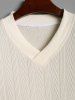 Men's Geometric Knit Jacquard Textured V-neck Short Sleeves T-shirt -  