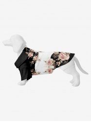 Pet's Rose Flower Leaf Colorblock Print Hawaii Shirt -  