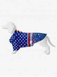 Pet's Patriotic American Flag Sparkling Sequin 3D Print Shirt -  