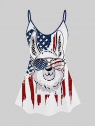 Plus Size Rabbit Patriotic American Flag Print Cami Top (Adjustable Shoulder Strap) -  