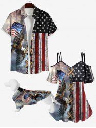 3D Lace Up Distressed Ombre Patriotic American Flag Eagle Print Dog And Owner Matching Outfits -  