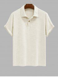 Men's Solid Color Jacquard Flocking Polo Collar Half Buttoned Short Sleeves T-shirt -  