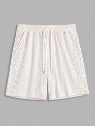 Men's Knitted Jacquard Textured Casual Drawstring Shorts -  
