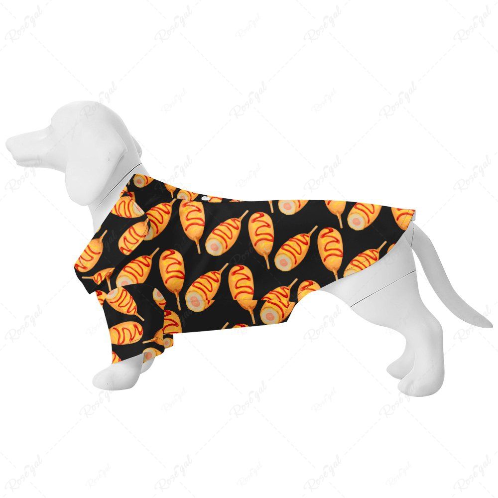 Shop Pet's Hot Dog Print Button Shirt  