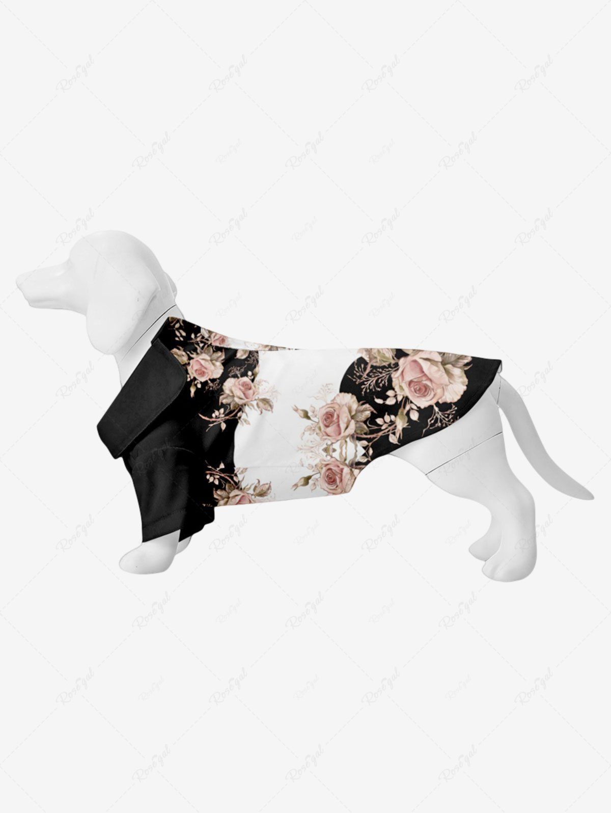 Outfit Pet's Rose Flower Leaf Colorblock Print Hawaii Shirt  