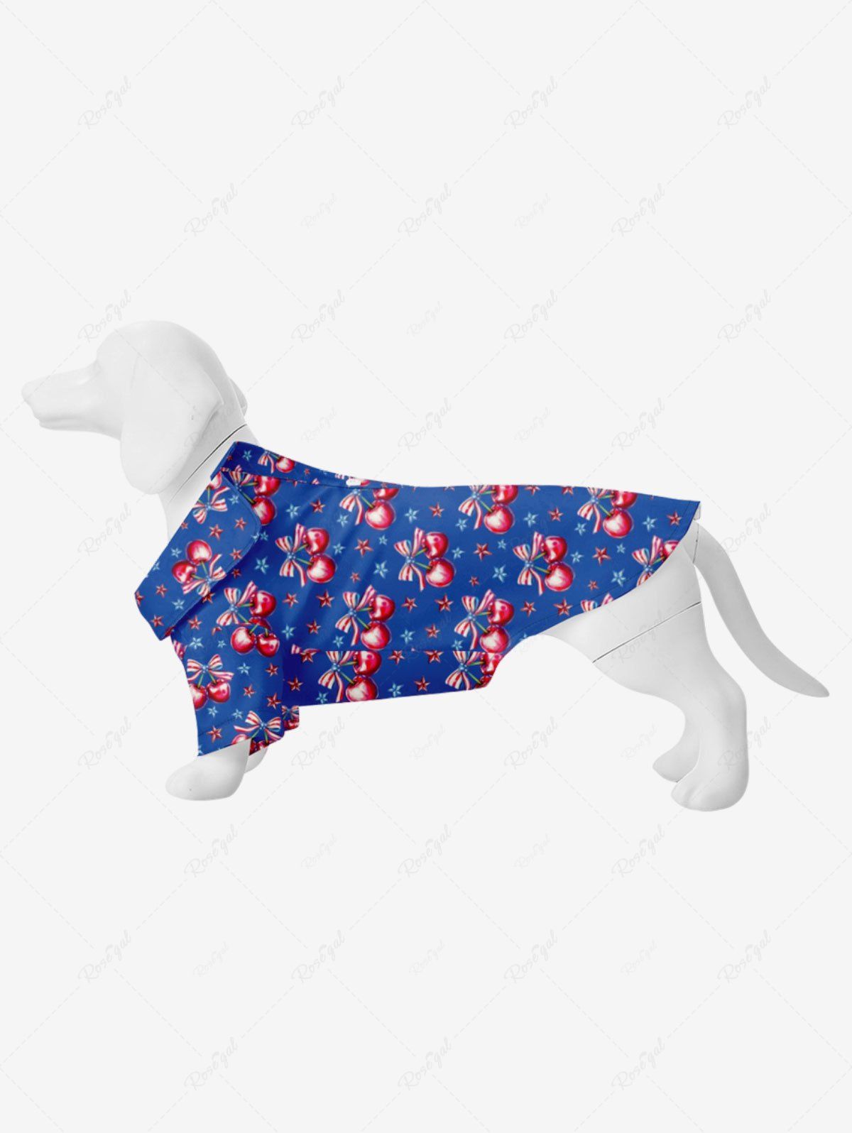 Latest Pet's Patriotic American Flag Cherry Stars Print Shirt  