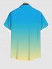 Plus Size Tropical Coconut Tree Ombre Print Buttons Pocket Hawaii Shirt For Men -  