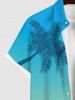 Plus Size Tropical Coconut Tree Ombre Print Buttons Pocket Hawaii Shirt For Men -  
