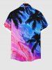 Plus Size Coconut Tree Colorful Ombre Quicksand Print Hawaii Button Pocket Shirt For Men -  
