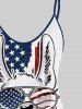Plus Size Rabbit Patriotic American Flag Print Cami Top (Adjustable Shoulder Strap) -  