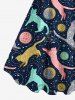 Plus Size Cat Bubble Moon Planet Galaxy Butterfly Print Backless A Line Tank Dress -  