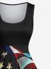 Plus Size Patriotic American Flag Star Glitter 3D Print 1950s Vintage Dress -  