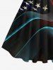 Plus Size Patriotic American Flag Star Glitter 3D Print 1950s Vintage Dress -  