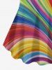 Plus Size Colorful Rainbow Swirls Colorblock Glitter 3D Print T-shirt -  