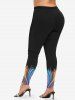 Plus Size Colorful Rainbow Swirls Colorblock Glitter 3D Print Leggings -  