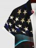 Plus Size Patriotic American Flag Star Glitter 3D Print Buttons Pocket Shirt For Men -  