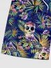 Plus Size Skull Floral Tropical Coconut Leaves Print Hawaii Drawstring Beach Shorts For Men -  
