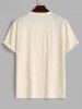 Men's Crew Neck Frayed Drawnwork Short Sleeves T-shirt And Slant Pockets Drawstring Casual Shorts Set -  