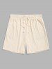 Men's Crew Neck Frayed Drawnwork Short Sleeves T-shirt And Slant Pockets Drawstring Casual Shorts Set -  