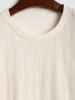 Men's Crew Neck Frayed Drawnwork Short Sleeves T-shirt And Slant Pockets Drawstring Casual Shorts Set -  