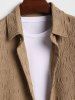 Men's Jacquard Textured Asymmetric Hem Button Up Short Sleeves Shirt -  